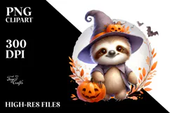 Digital Painting Halloween Sloth PNG Product Image 2