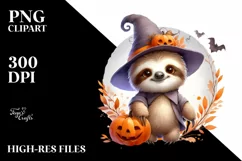 Digital Painting Halloween Sloth PNG Product Image 1