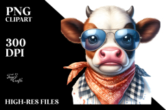 Cow with Funny Sunglasses PNG Product Image 2