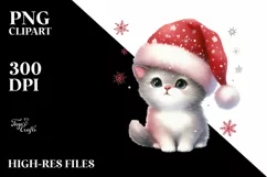 a Cute Christmass Cat with Santa Hat PNG Product Image 3