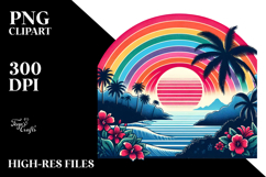 Retro Tropical Rainbow Sunset PNG Product Image 2