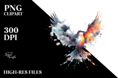 Grungy Bird Half Splashes PNG Product Image 2