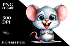 Watercolor Baby Mouse Standing Excited Sublimation Clipart Product Image 2