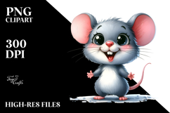 Watercolor Baby Mouse Standing Excited Sublimation Clipart Product Image 2