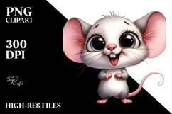 Watercolor Baby Mouse Standing Excited Sublimation Clipart Product Image 3