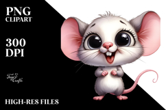 Watercolor Baby Mouse Standing Excited Sublimation Clipart Product Image 2