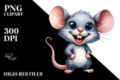 Watercolor Baby Mouse Standing Excited Sublimation Clipart Product Image 1
