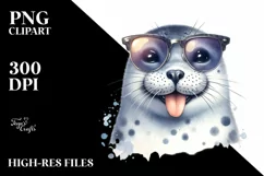 Funny Seal Portrait | Watercolor Clipart Product Image 3