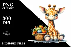 Colorful Baby Giraffe Basket | Sublimation | Clipart Product Image 3