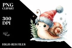 Cute Winter Baby Snail PNG Product Image 2