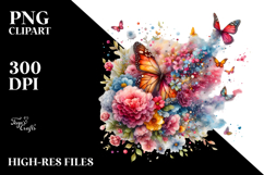 Cute Butterfly with Splashes PNG Product Image 2