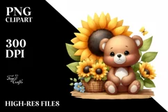 Funny Baby Bear Sunflower | Sublimation | Clipart Product Image 3
