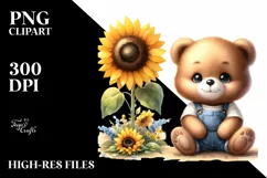 Funny Baby Bear Sunflower | Sublimation | Clipart Product Image 3
