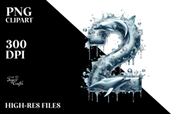 Letter 2 Made from Shiny with Dolphin, Transparent PNG Product Image 2