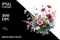 Watercolor Vibrant Wild Flowers Clipart Product Image 2