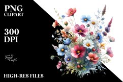 Watercolor Vibrant Wild Flowers Clipart Product Image 1