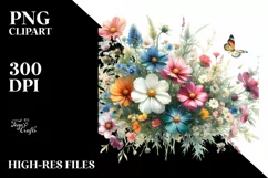 Watercolor Vibrant Wild Flowers Clipart Product Image 1