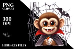 Watercolor Funny Monkey Spider Web Fangs Sublimation Clipart Product Image 3