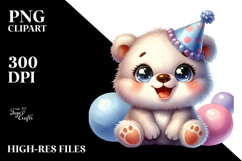 Energetic Baby Bear with Party Hat, Transparent PNG Product Image 2