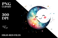 Colorful Smiling Moon PNG Product Image 2