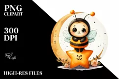 Digital Painting Halloween Bee PNG Product Image 3