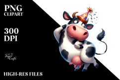 Cartoony Watercolor Cow Dancing with Dramatic Sass, High-Res Product Image 2