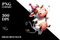 Cartoony Watercolor Cow Dancing with Dramatic Sass, High-Res Product Image 2