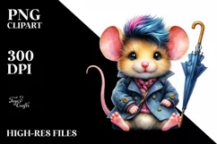 Expressive Baby Mouse with Funny Haircut PNG Product Image 3