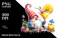 Whimsical Watercolor Painting with Gnome Drinking a Cocktail Product Image 2