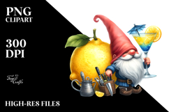 Whimsical Watercolor Painting with Gnome Drinking a Cocktail Product Image 2