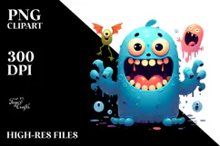 Funny Simple Monster Painting PNG Product Image 2