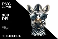 Funny Zebra Portrait | Watercolor Clipart Product Image 1