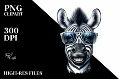 Funny Zebra Portrait | Watercolor Clipart Product Image 1
