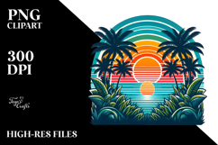 Tropical Rainbow Sunset, Clipart PNG Product Image 2