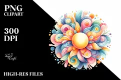 Colorful Pastel Sun Watercolor | Clipart Product Image 1