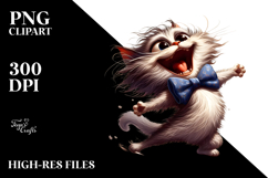 Exaggerated Cat with Bow Tie PNG Product Image 2
