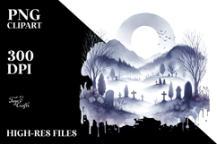 Washed Watercolor Graveyard PNG Product Image 2