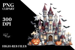 Funny Watercolor Halloween Castle Clipart Product Image 1
