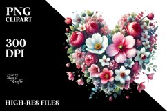 Heart Spring Flowers Colorful Vibrant Art Watercolor Product Image 2