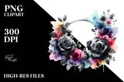 Colorful Watercolor Abstract with Black Roses | Sublimation Product Image 2