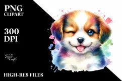 Colorful Baby Dog Winking | Clipart Product Image 1