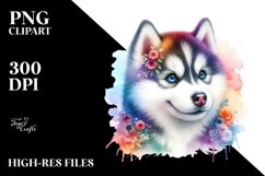 Watercolor Siberian Husky Clipart Product Image 1