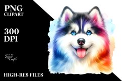 Watercolor Siberian Husky Clipart Product Image 3