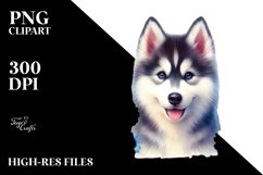 Watercolor Siberian Husky Clipart Product Image 3