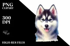Watercolor Siberian Husky Clipart Product Image 3