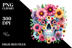 Skull with Flowers PNG Product Image 2