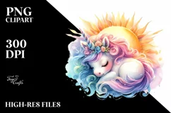 Colorful Baby Unicorn Sun | Sublimation | Clipart Product Image 1