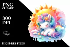 Colorful Baby Unicorn Sun | Sublimation | Clipart Product Image 3