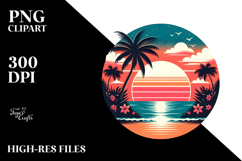 Retro Tropical Beach Sunset PNG Product Image 2