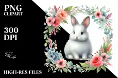 Vibrant Baby Bunny Floral Frame Clipart Product Image 1